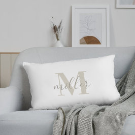Bondgård Beige Buffalo-rutig familjenamn Monogram Lumbarkudde