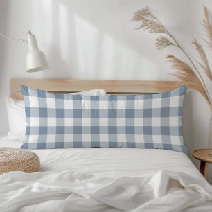 Bondgård Dustig Blå Rustik Gingham Rutig Plaid Kroppskudde