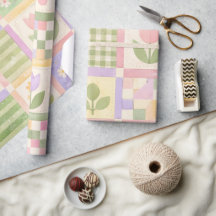 Bondgård flickaktig pastell rosa grön quilt patchw