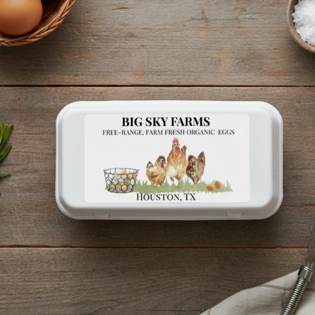 Bondgård för kycklingägg Vattenfärg Färska kartong Fraktsedel (Skapare uppladdad)