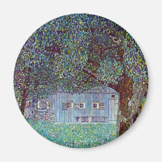 Bondgård i Övre Österrike av Gustav Klimt Magnet (Framsidan)