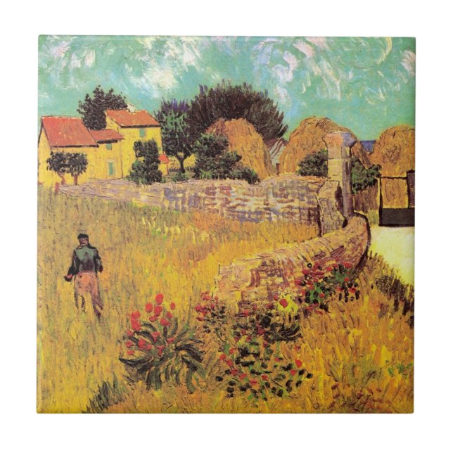 Bondgård i Provence av Vincent van Gogh Kakelplatta (Framsidan)