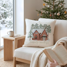 Bondgård jul kastkudde – Modern skrift