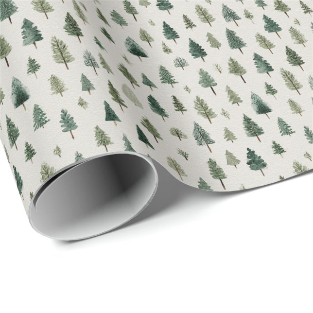 Bondgård julgranar på varm kräm presentpapper (Rullad Hörn)