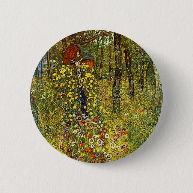 Bondgård med krucifix av Gustav Klimt Knapp (Framsida)