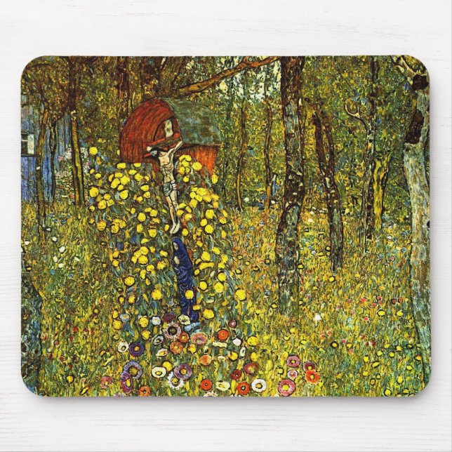 Bondgård med krucifix av Gustav Klimt Musmatta (Framsidan)
