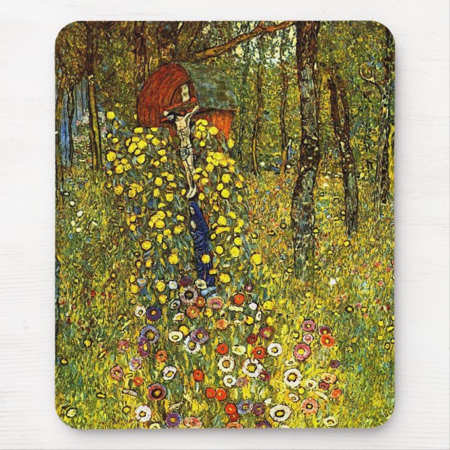 Bondgård med krucifix av Gustav Klimt Musmatta (Framsidan)