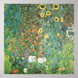 Bondgård med solrosor av Gustav Klimt Poster