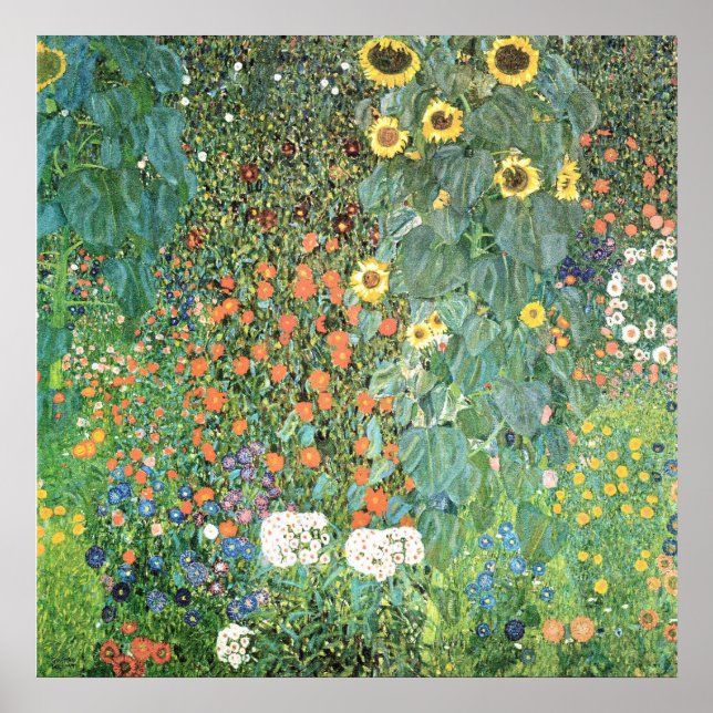 Bondgård med solrosor av Gustav Klimt Poster (Framsidan)