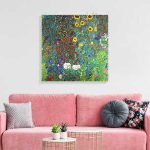 Bondgård med solrosor Gustav Klimt Canvastryck