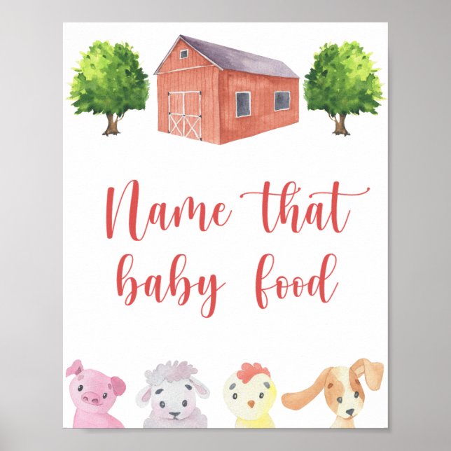 Bondgård - namnge den bebis mat poster (Framsidan)