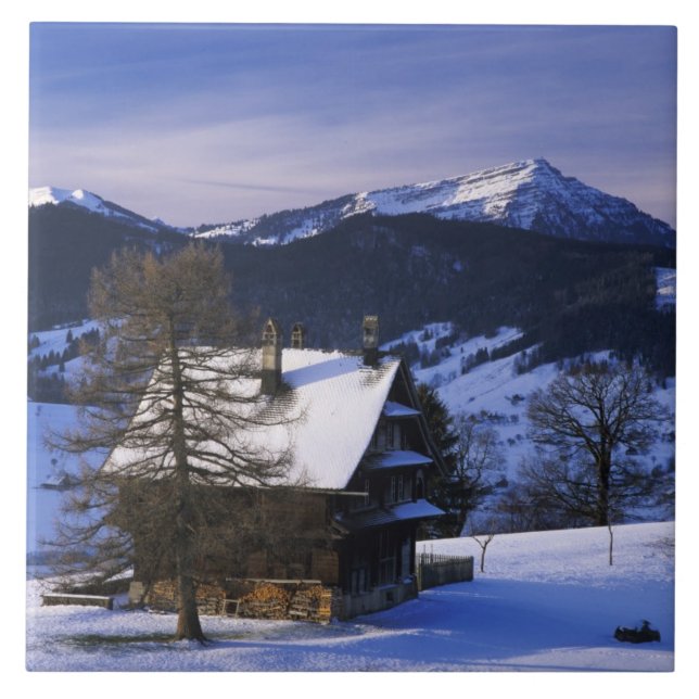 Bondgård och Mount Rigi och Pilatus, Kakelplatta (Framsidan)