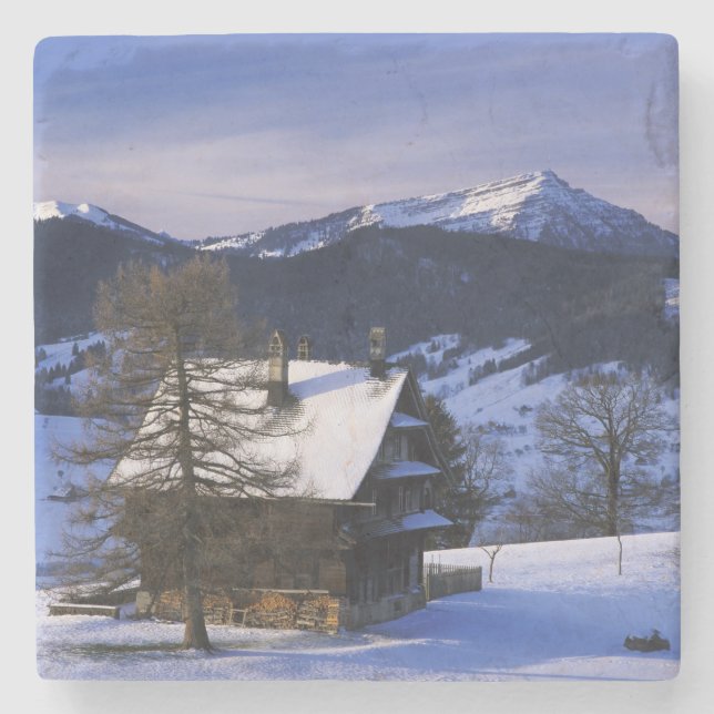 Bondgård och Mount Rigi och Pilatus, Stenunderlägg (Framsidan)