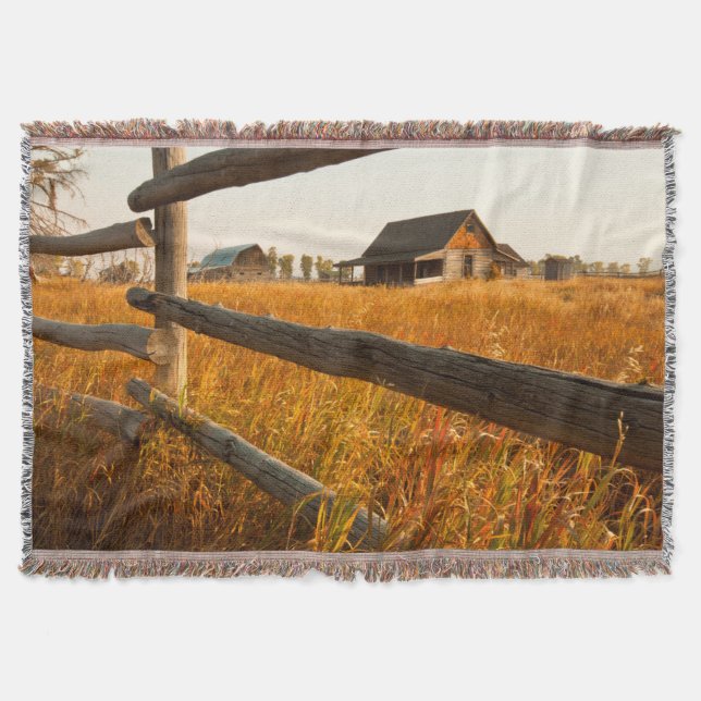 Bondgård och staket vid Grand Teton Filt (Framsidan)