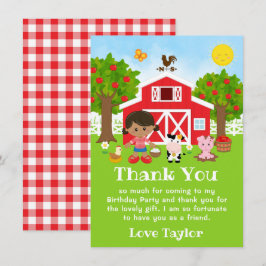 Bondgård Röd Födelsedag Afroamerikansk Tjej Tack Kort
