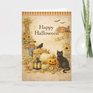 Bondgård Röd Låda Halloween Kort