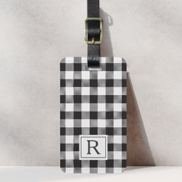 Bondgård Svart Buffalo-ruta Monogram Bagagebricka