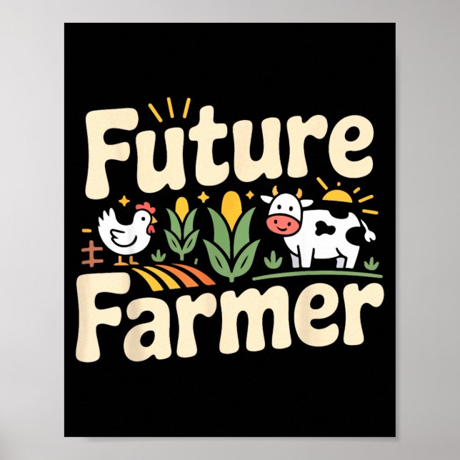 Bondgård Traktor Framtid Illustration Poster (Framsidan)