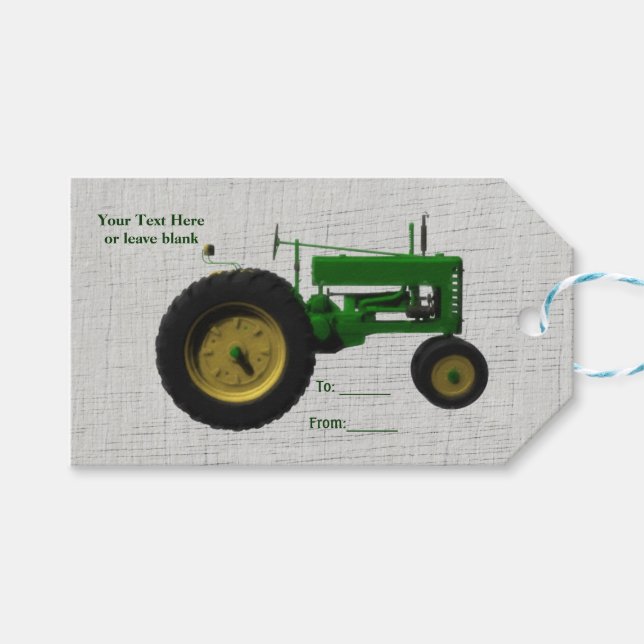 Bondgård Traktor Rustik Landsbyg Vit Trä Presentetikett (Framsidan (Horisontell))