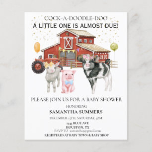 Bondgård Vattenfärg Ko Gris Lada Baby Shower