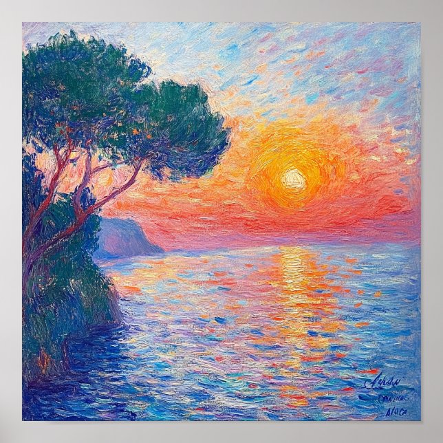 Bondgårds lugna solnedgångslandskapsutskrift DIY-d Poster (Framsidan)