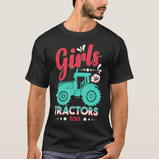 Bondgårds Tjej Gillar Traktorer Också Bonde Flicka T Shirt