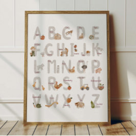 Bondgårdsalfabet ABC-affisch Barnkammardekor Poster