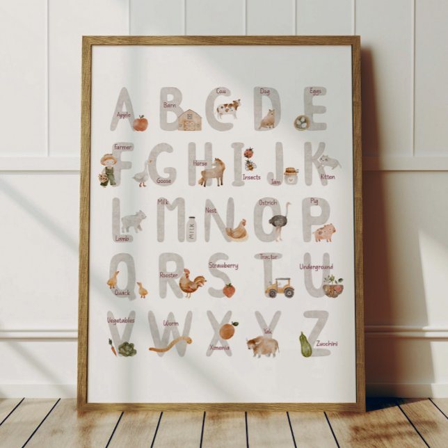 Bondgårdsalfabet ABC-affisch Barnkammardekor Poster (Skapare uppladdad)