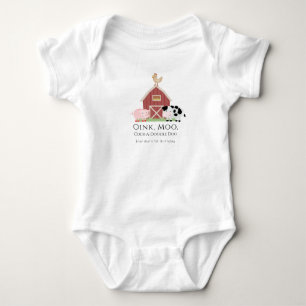 Bondgårdsdjur 1-års födelsedagsbaby bodysuit t shirt