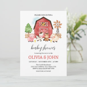 Bondgårdsdjur Baby Shower Inbjudningar
