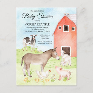 Bondgårdsdjur Baby Shower Inbjudningar