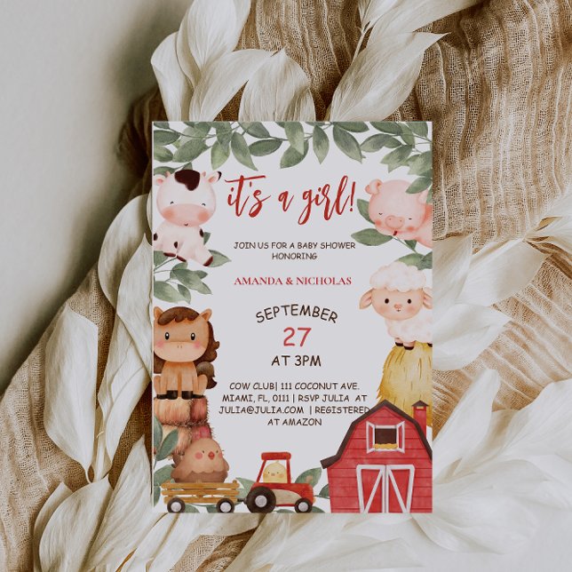 Bondgårdsdjur Boho söta flickor Baby Shower Inbjudningar (Skapare uppladdad)