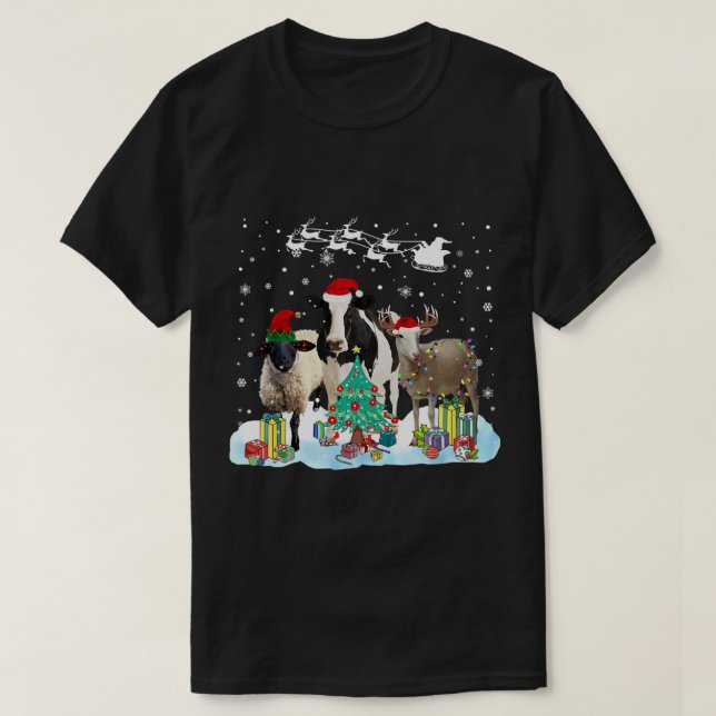 Bondgårdsdjur Julgran Får Ko Gett Ren T Shirt (Design framsida)