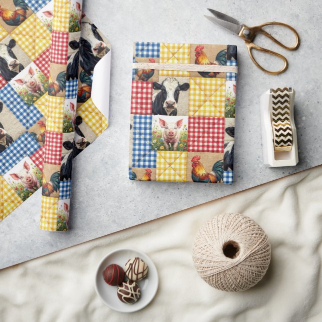 Bondgårdsdjur Quiltmönster Presentpapper (Hantverk)