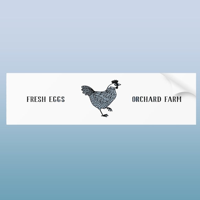 Bondgårdshönsägg Bildekal (Custom text fresh eggs chicken farm bumper sticker)