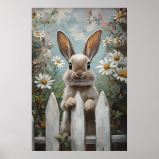 Bondgårdskaninutskrift, Blommig, Vårbarnkammare Poster