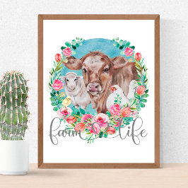 Bondgårdsliv Citat Familj Gård Höns Kor Lamm Poster