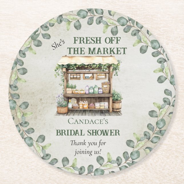 Bondgårdsmarknad Bondgårdsstånd Välkommen Bröllops Underlägg Papper Rund (Framsidan)