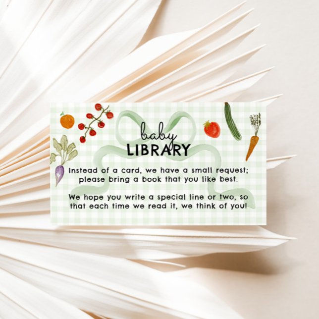 Bondgårdsmarknad Rutiga böcker för babybibliotek Tilläggskort (Garden Party Little Sprout Books for Baby Library Enclosure Card)