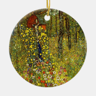Bondgårdsträdgård med krucifix av Gustav Klimt Julgransprydnad Keramik