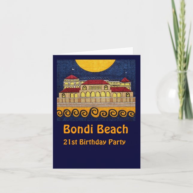 Bondi Beach, 21:a födelsedagen Party kort (Framsida)