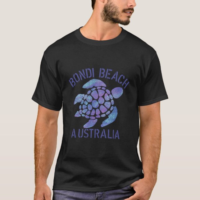Bondi Beach Aus Beach Design Tribal Turtle Gift T Shirt (Framsida)