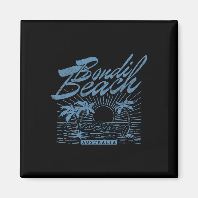 Bondi Beach Australia Distress Surfa Beach Magnet (Framsidan)