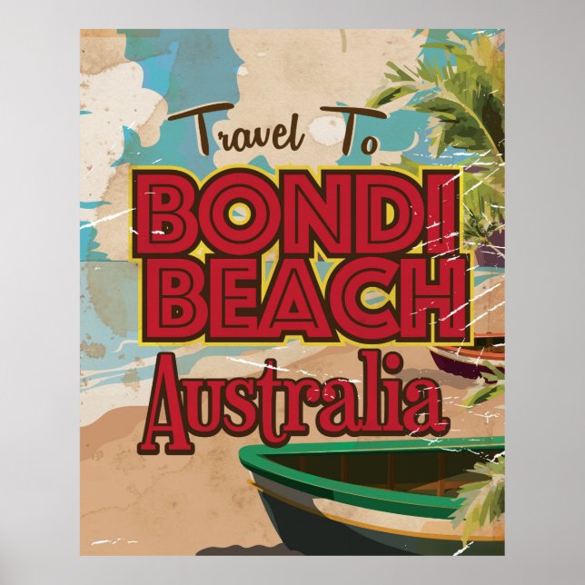 Bondi Beach Australia-semester på Vintagen Poster (Framsidan)