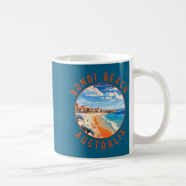 Bondi Beach Australia Travel Art Vintage  Kaffemugg (Höger)