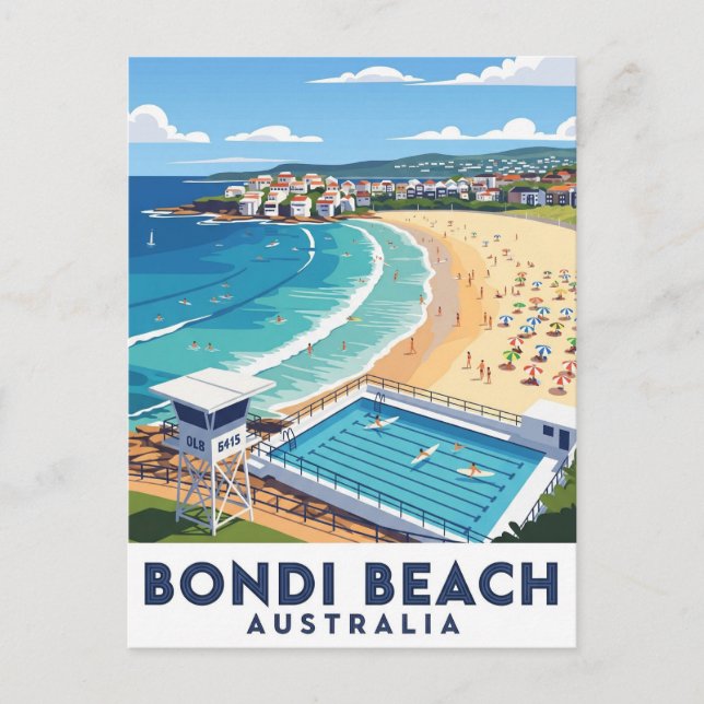 Bondi Beach Australia Travel Vykort (Framsida)