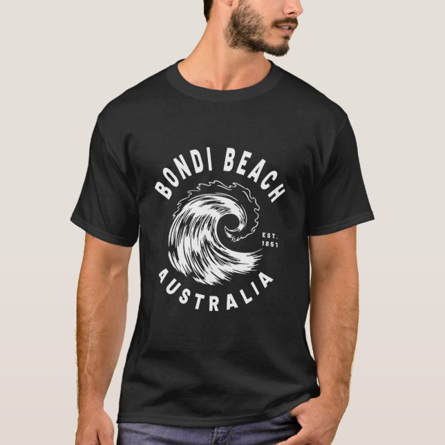 Bondi Beach Australien Ocean Våg Nyhet T Shirt (Framsida)