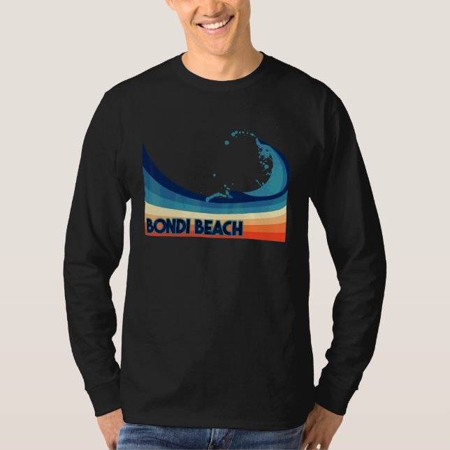 Bondi Beach Australien Retro Surfing Segling & Fis T Shirt (Framsida)