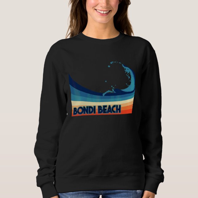 Bondi Beach Australien Retro Surfing Segling & Fis T Shirt (Framsida)