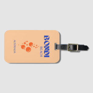 Bondi Beach, Preppy Art, Orange, Blue Bagagebricka